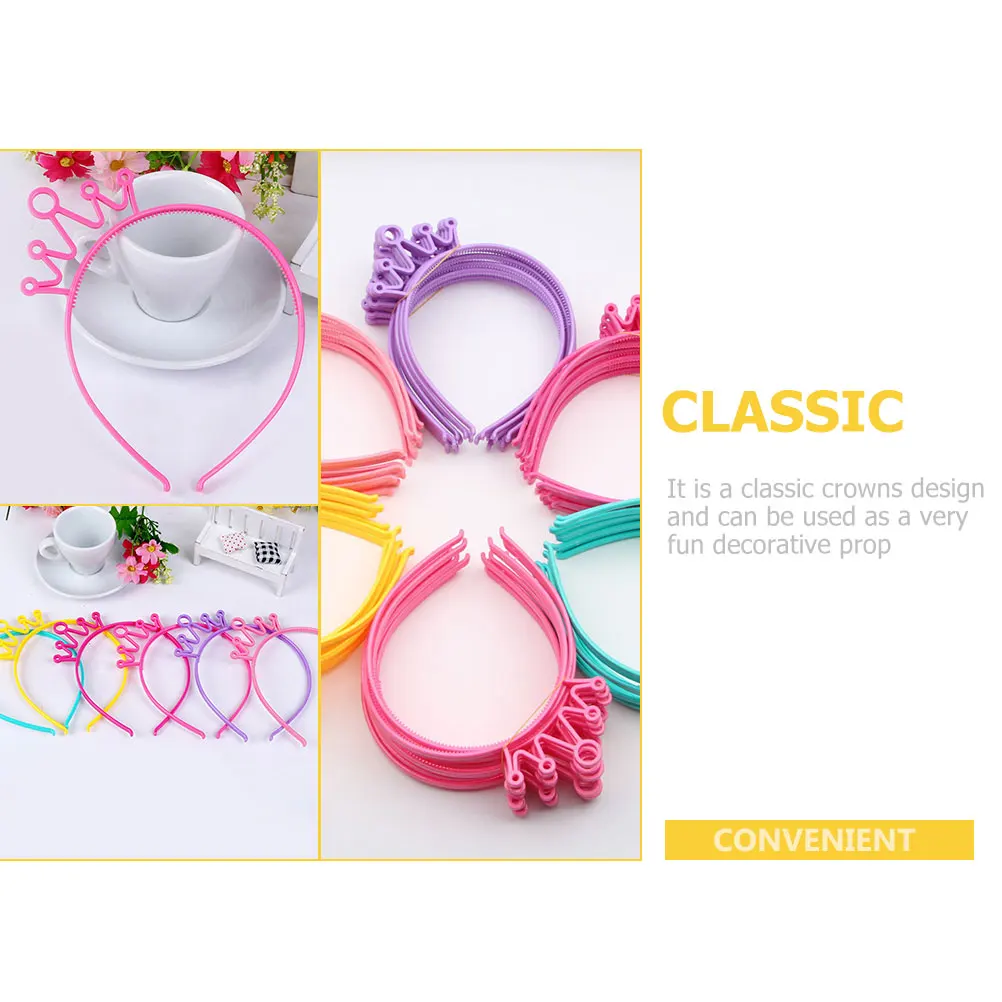 

18pcs Princess Headb s Crown Hair Hoops for Kids Girls Birthday Party Plastic Toddler Carnival Cosplay Lightweight Shiny Fits