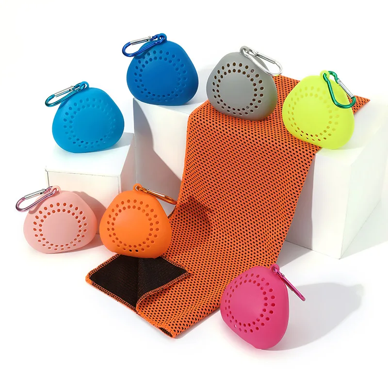 Cooling Sports Towel with Triangle Silicone Gift Box Quick Dry Ice Cooling Towel for Outdoor Fitness Running Promotional Gift