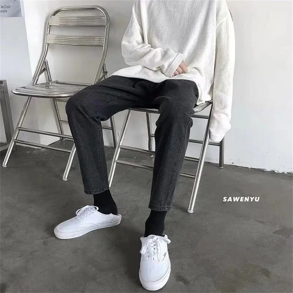 Korean Fashion Men Wide Leg Jeans 2022 Autumn New Streetwear Straight Baggy Denim Pants Male Brand Trousers men jeans