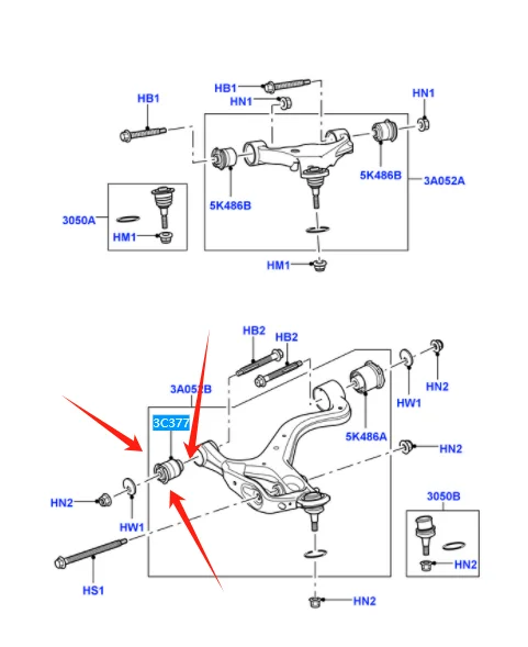 LR051585 RBX500311 Front Lower Suspension Bush For Land Rover Range Rover Sport L320 Discovery 3 4