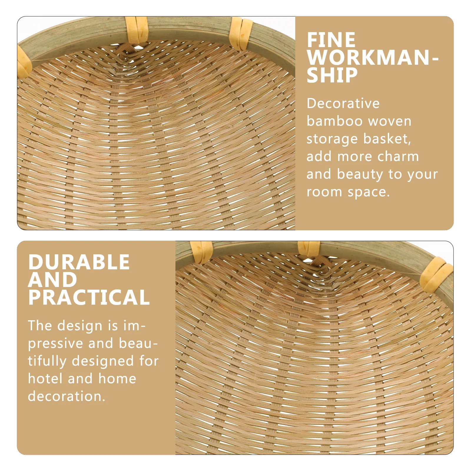 

Bamboo Weaving Storage Basket Fruit Organizer Kitchen Pantry Container Multipurpose Home Decoration Bread Snack