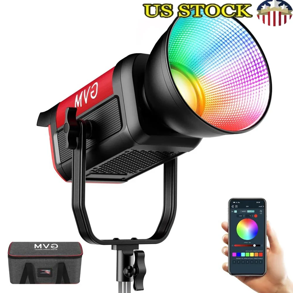 300W RGB Video Light Studio Lighting Bowens Mount HSI CCT 2000K-10000K 16 Lighting Effects App Bluetooth Control High CRI 97