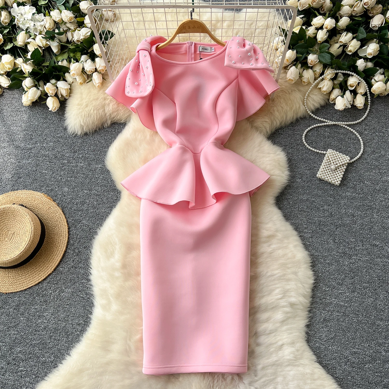 Sexy Embroidered Flares Sweet Bow Dress Chic Elegant Midi Fashion Party Club Dresses Slim Goth High Street Ceremony Dresses