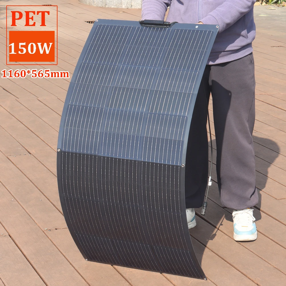 12 فولت لوحة طاقة شمسية 150 واط 130 واط 120 واط 100 واط 80 واط ETFE PET مرنة لوحة كهروضوئية 12 فولت شاحن بطارية للمنزل سقف تخييم RV قارب