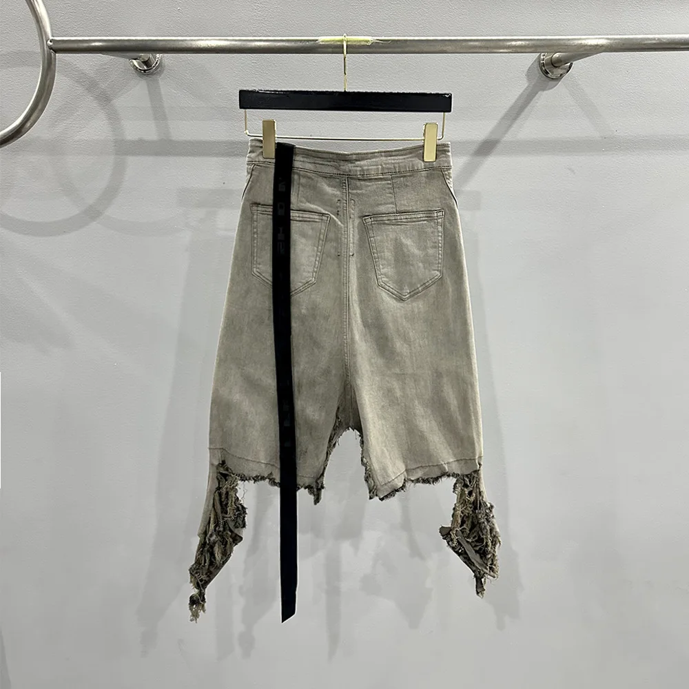 

Denim Skirt For Women 2024 New Spring/Summer Washed Light Gray Distressed Hem Frayed Edge Subline Unique Style High Quality