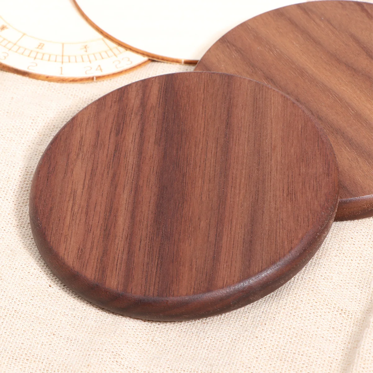 

2pcs Wooden Coaster Premium Thickened Round Cup Mat For Coffee Mug Bottle Heat Insulation Household Table Protection Pad