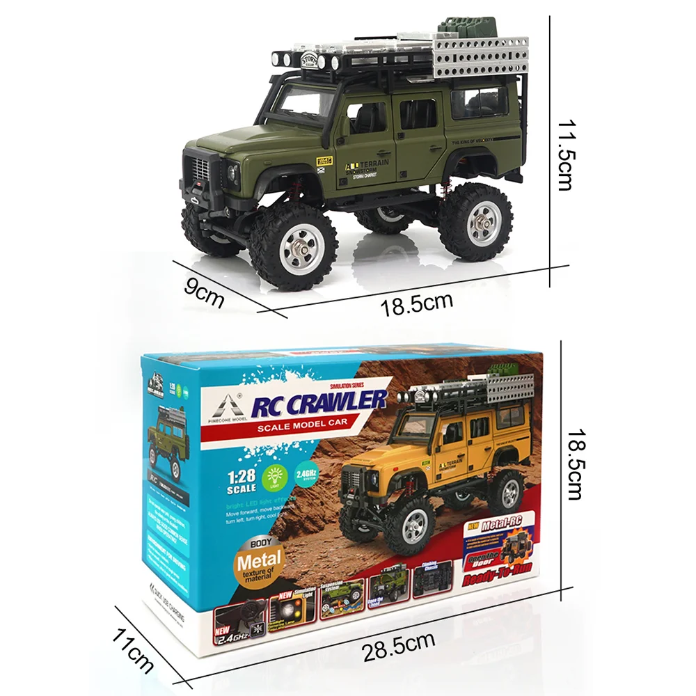 SG2801 metalowy korpus 1/28 RC samochód 8 km/H 2.4G szczotka 4WD samochód do driftu LED Light RTR pełnowymiarowy pilot Mini samochodzik prezent dla