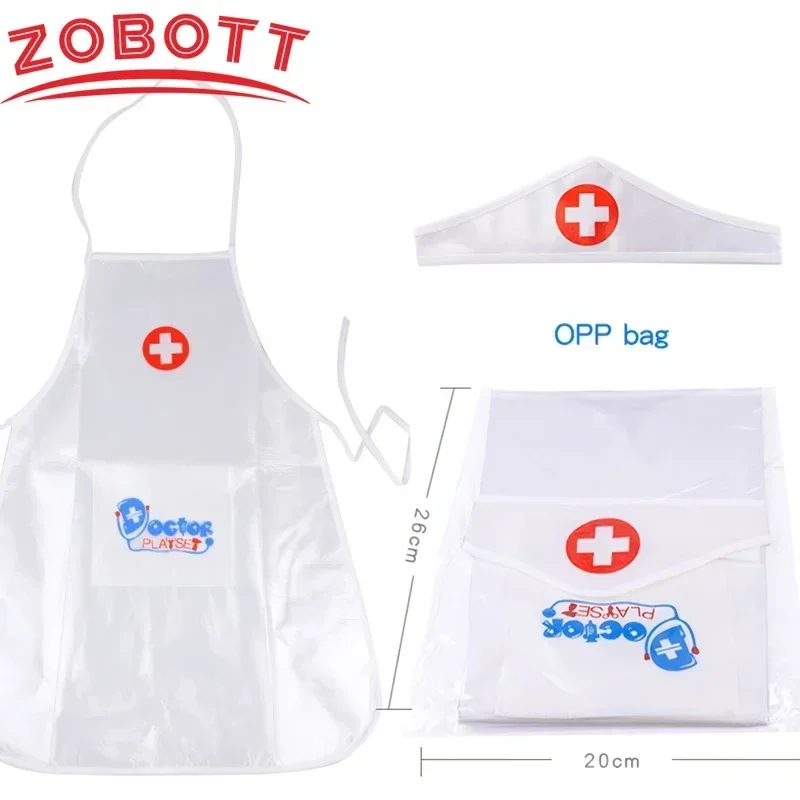Doctor Nurse Cosplay Uniform and Hat for Girl Boy White Apron Pretend Play Toy Kindergarten Family Costumes Educational Toys