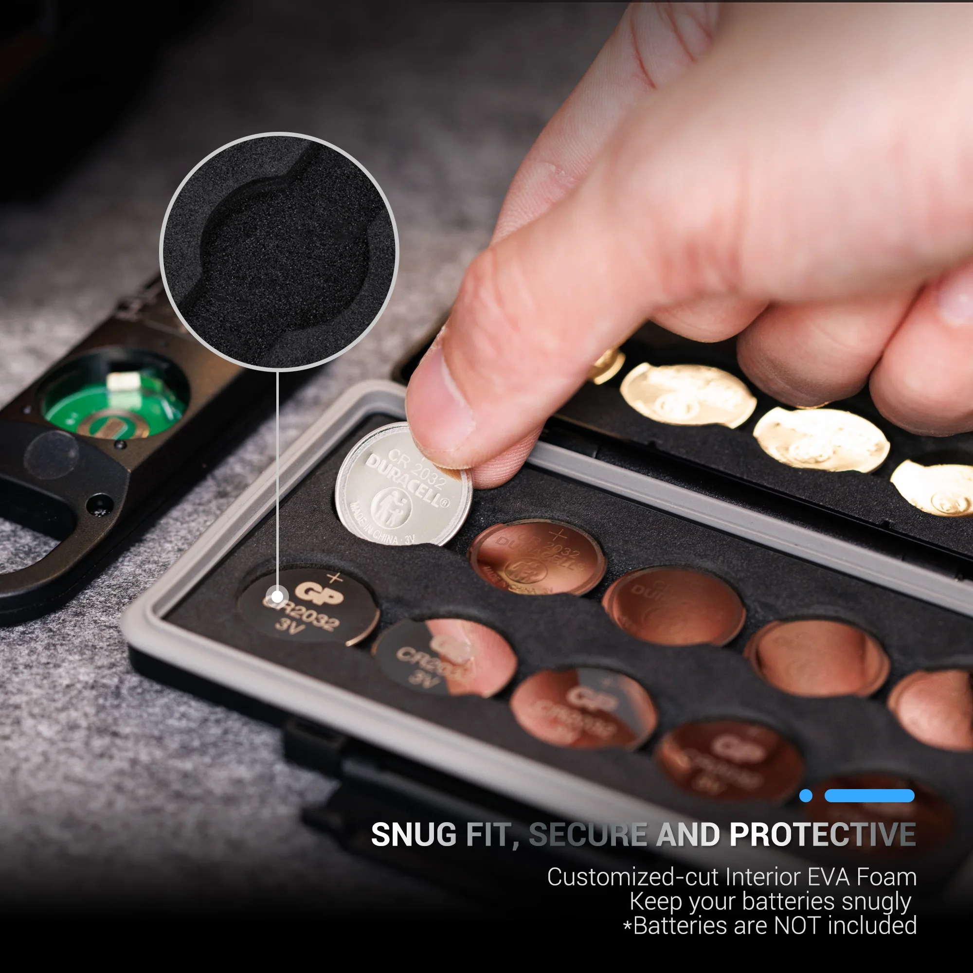 JJC Large Capacity CR2032 CR2025 CR2016 Battery Organizer Storage Case Coin Cell Battery Case Organizer for CR2032 CR2025 *20
