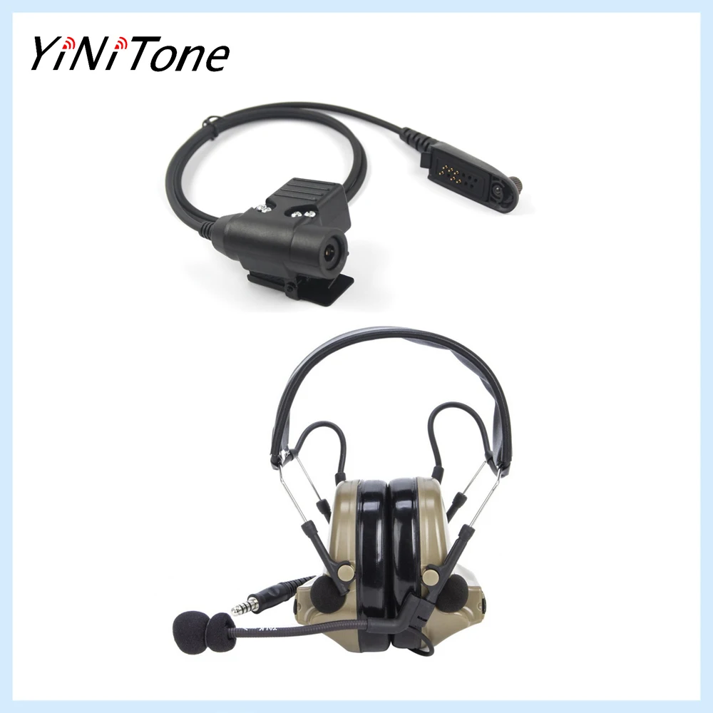 

Brown U94 PTT Aviation Pilot Earpiece Microphone Noise Reduction Hearing Protection Shooting Headset For Motorola GP140 GP320 GP