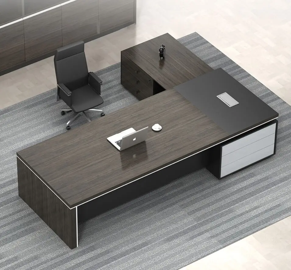 Top Sales Quality Guaranteed Modern Convertible Boss CEO Manager Executive Solid Wooden Office Desk with Extendable Feature