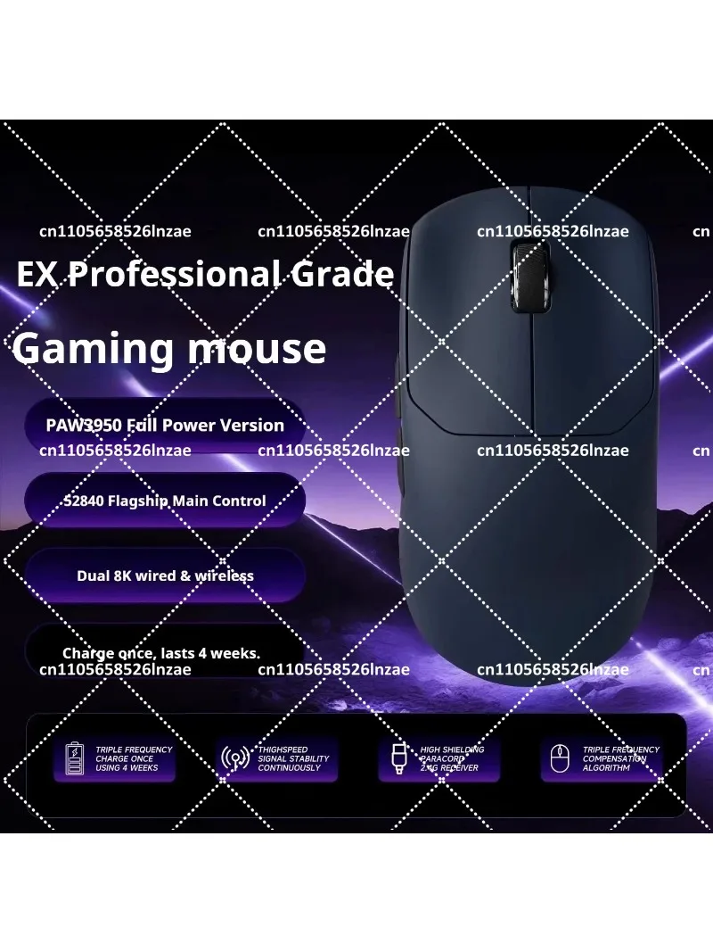 Wireless Gaming Mouse with 8000Hz Polling Rate, PAW3950 Sensor, Lightweight Design for FPS and Office Use