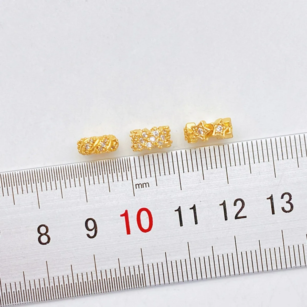 18K Gold Plated Color Retention Zircon Inlaid Star & Wreath Spacer Beads DIY Pearl Bracelet Necklace Jewelry Making Supplies