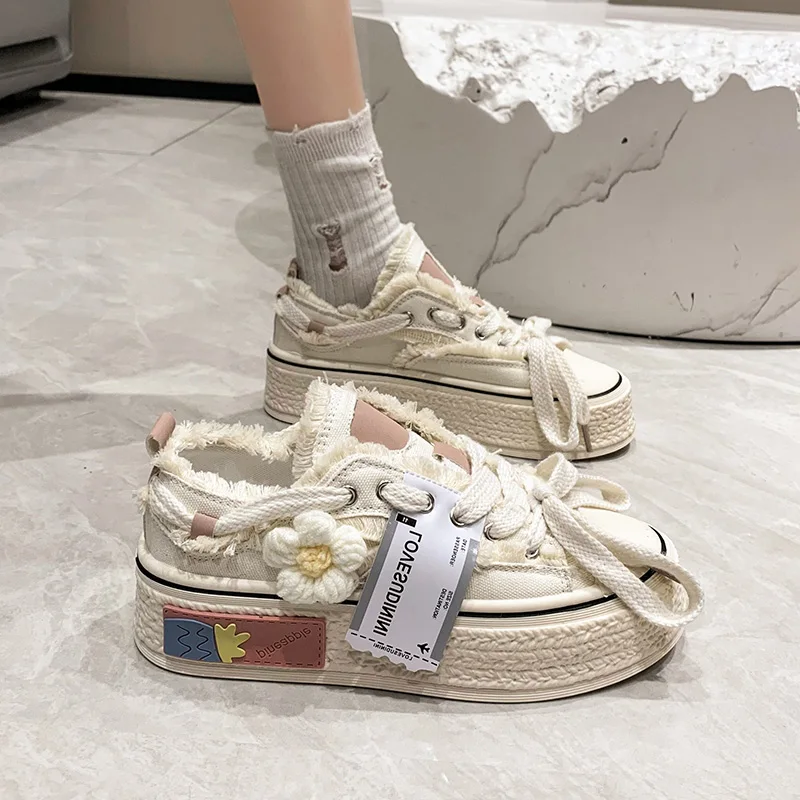 Korean Shoes Round Toe Female Footwear Women Clogs Platform Autumn Casual Sneaker All-Match Shallow Mouth 2024 Small Dress New C