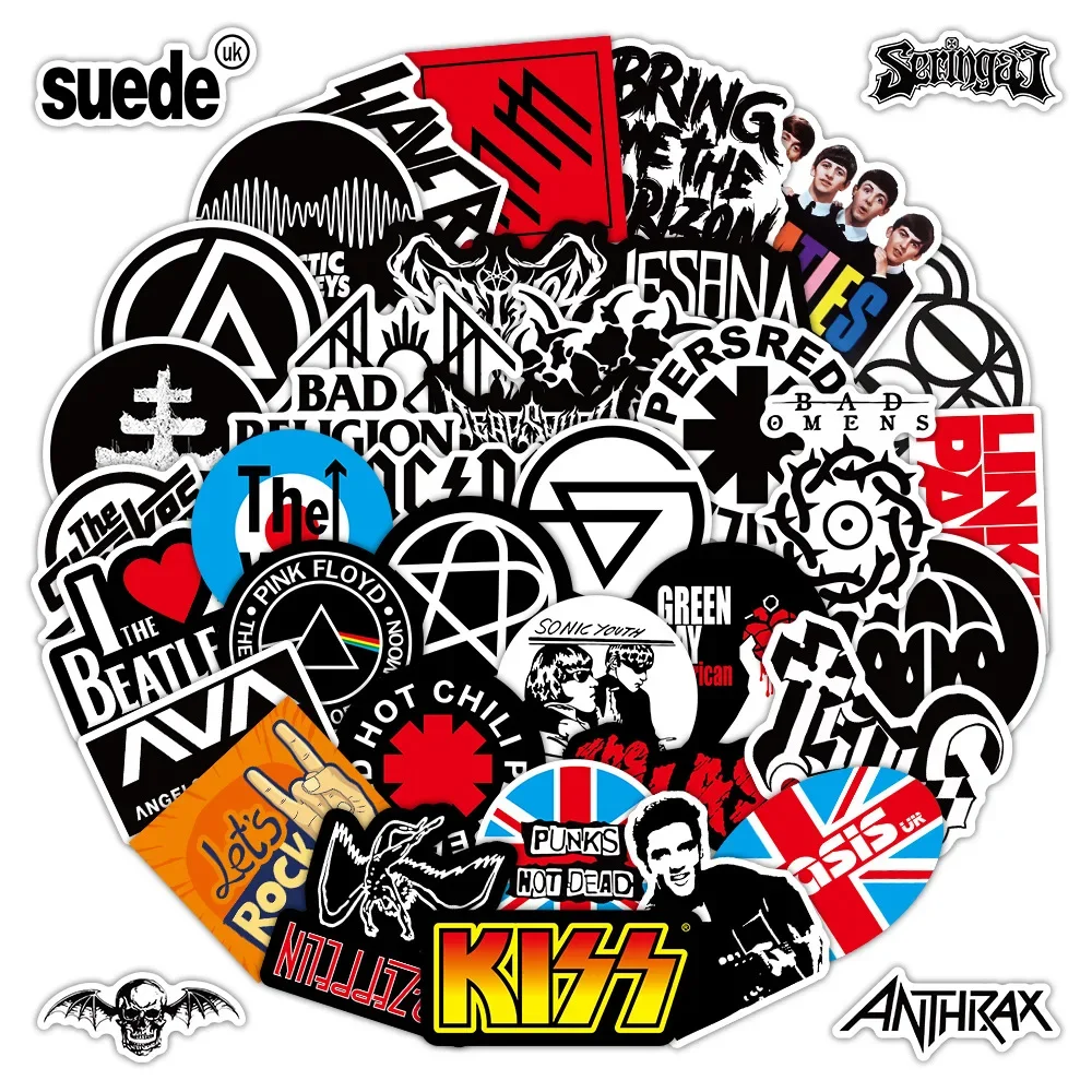 10/56 pezzi divertenti cartoni animati rock band graffiti adesivi decorazione creativa custodia per cellulare fai da te notebook tazza d'acqua giocattolo regalo adesivo