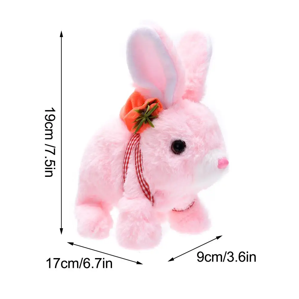 Muñeca de peluche eléctrica de simulación para niños, conejito, conejo, interactiva, caminar, menear, orejas, bebé, cumpleaños, juguetes de Navidad, G E2T1