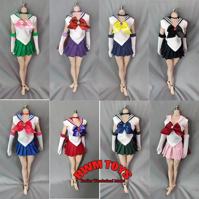 

In Stock 1/6 Scale Female Soldier Bow Tie Sailor School Uniform Pleated Mini Skirt For 12'' TBL PH UD Action Figure Doll