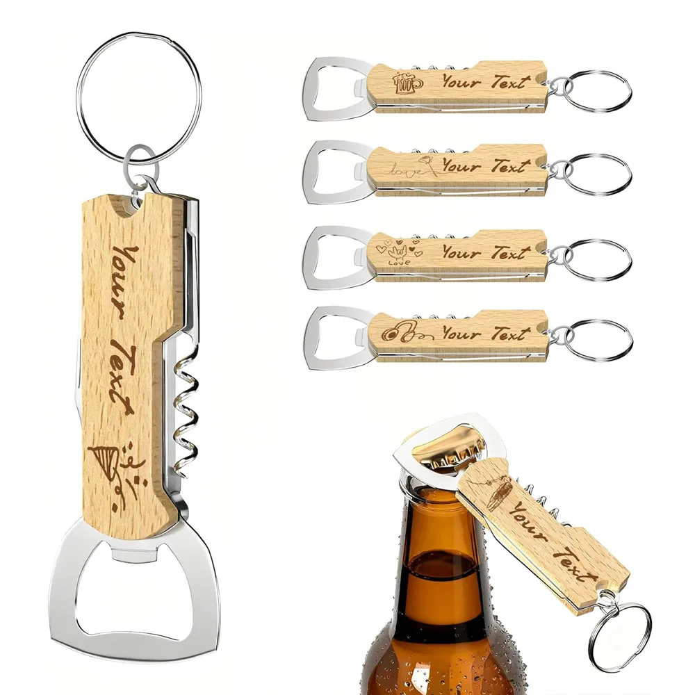 

Custom Engraved Logo Bottle Opener Keychain for Wedding Gifts, Wine Tools, Wine Bottle Openers, Cork Screws, Groomsman Gift