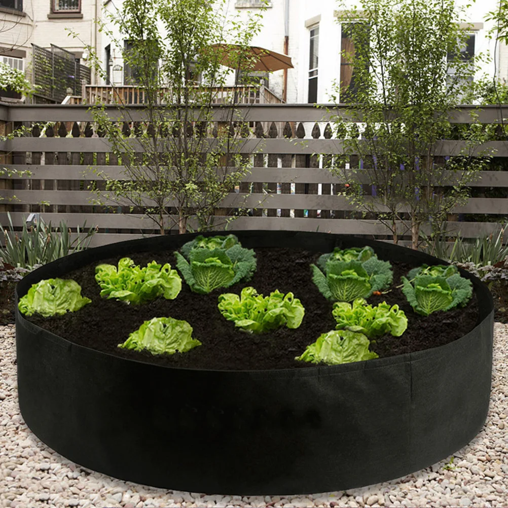 

1pc Felt Planting Bag Reusable Garden Grow Bags Wall Hanging Round Plant Pouch for Herbs Vegetables Greenery