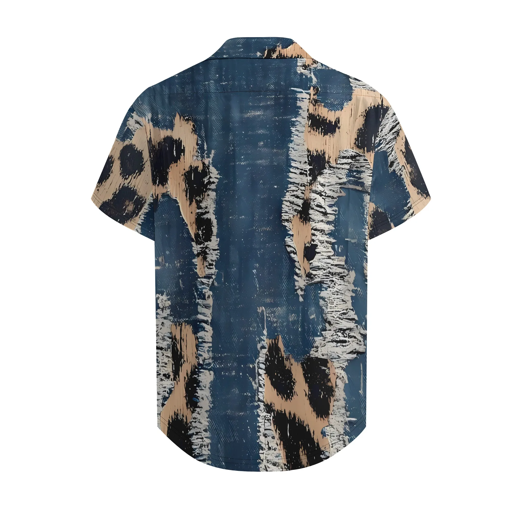 YEAE Blue Green Gradient Geometric Print Shirt for Men Summer Casual Short Sleeve Top