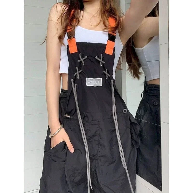 Kombinezony damskie koreańskie modne kombinezony Vintage luźne spodnie na co dzień kombinezony damskie ubrania jednoczęściowy strój damski