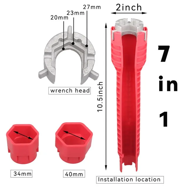 8 In 1 Wildwasserbahn Schlüssel Anti-rutsch Küche Waschbecken Reparatur Werkzeuge Bad Wasserhahn Montage Schlüssel Sanitär Installation Schlüssel – Detail 9