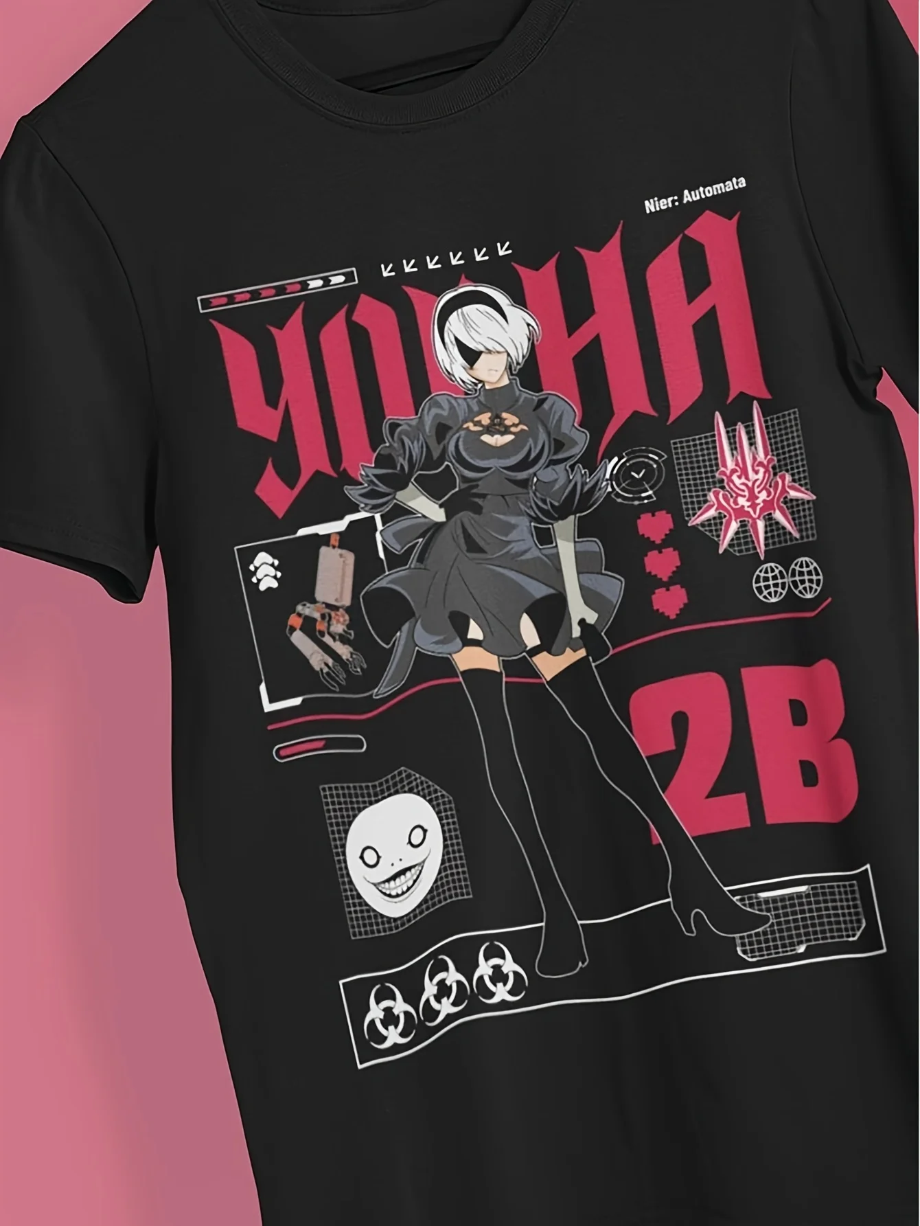 N-N Ier AUTOMATA Unisex T-shirt | Game Player Gift, Video Game T-shirt Street Fashion, Patterned T-shirt Suitable for Any Season