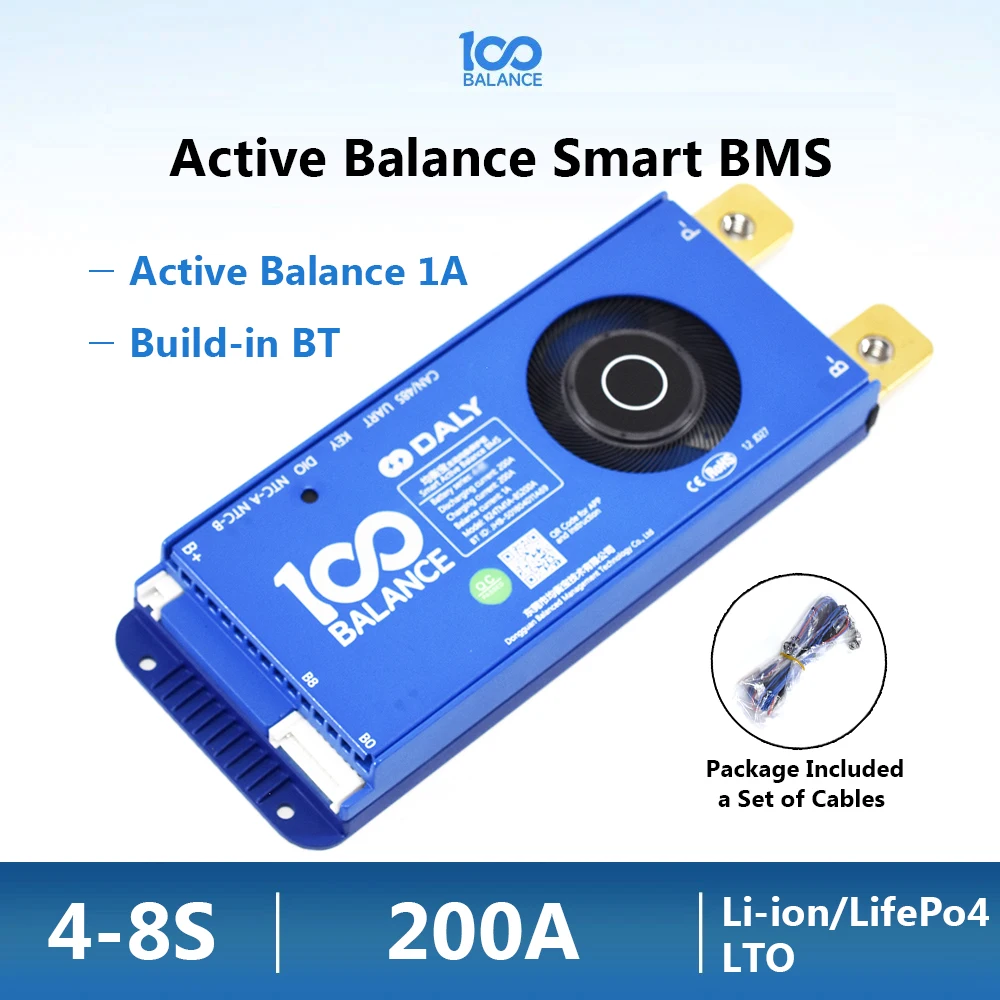 

Daly 100Balance Active Balance Smart BMS 4-8S 200A Lithium Battery Protection Board Li-ion LiFePo4 LTO BT Uart RS485 CAN