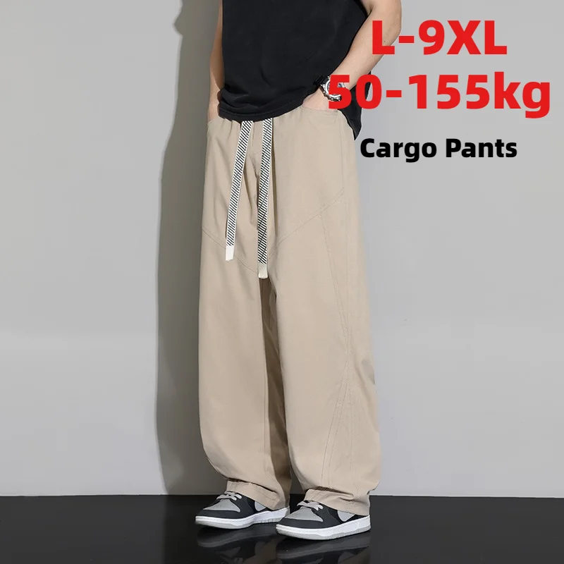 

Plus Size 9XL Men's Solid-Color High-Quality Straight-Leg Trousers 2026 New Summer Style Is Fashionable Casual Loose Cargo Pants