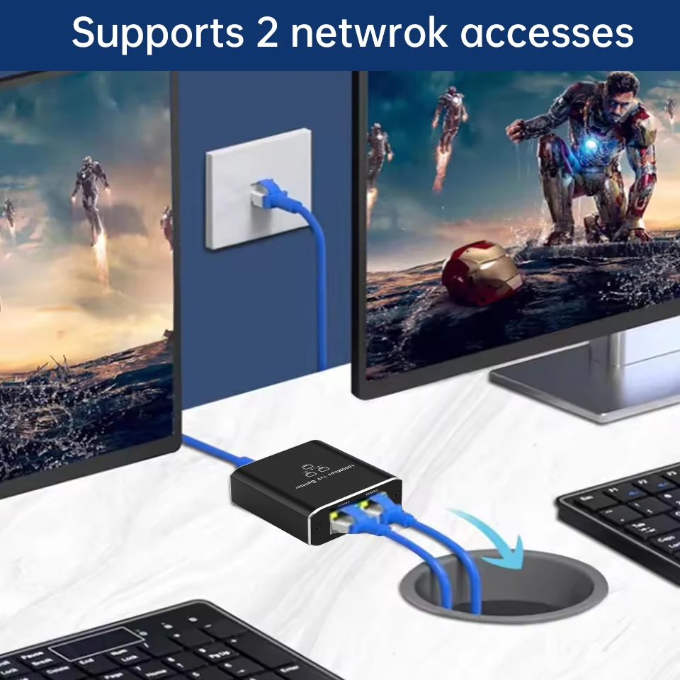 Gigabit Ethernet Switch Rj45 Splitter LAN Gigabit Extension Adapter 1000Mbps Network Connector 1to2 For PC Laptop TV Box Router