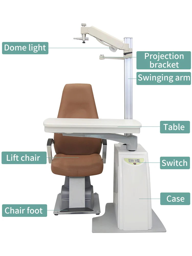 Integrated Optometry Table Optometry Unit Lifting Platform Combination Table Bull Eye Swing Arm with Chair Lift