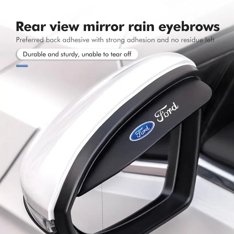 For Ford Car Rearview Mirror Rain Brow PVC Weatherproof Anti-Rain Cover Fiesta Ranger Mondeo Escape Ecosport Fusion Explorer view 2