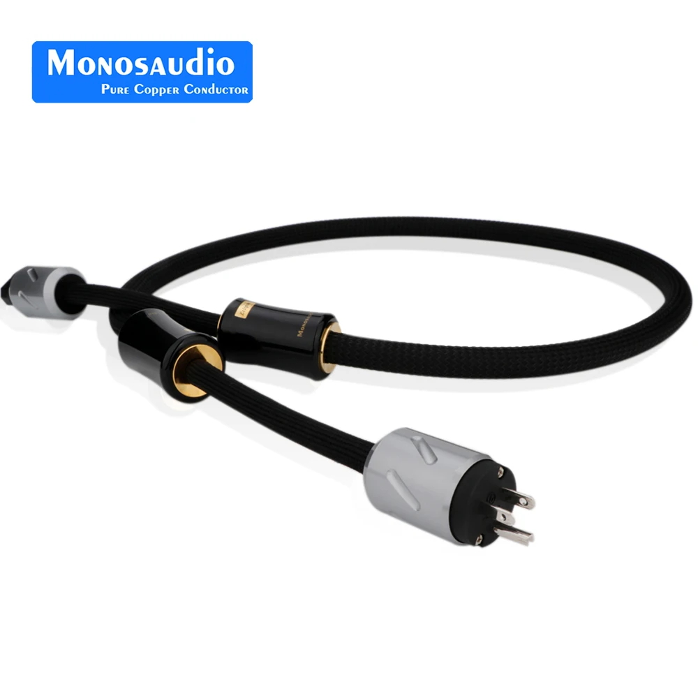 Monosaudio 99.9998% Pure Silver Power Cable Eclipse Reference HiFi Audio Interconnect Power Cord Cable EU/US Schuko Socket Plug