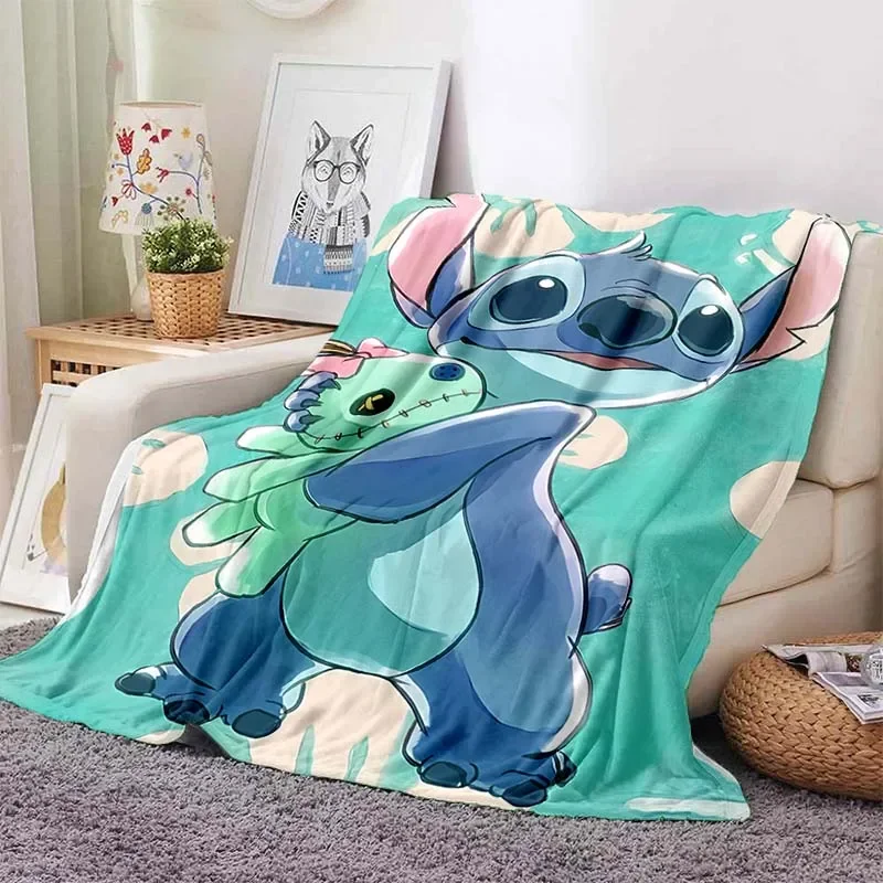 Disney Stitch Cartoon Lilo Flannel Fluffy Throw Camping Blanket for Children Sofa Throw Blanket Modern Fashion Gift Miniso Sonic