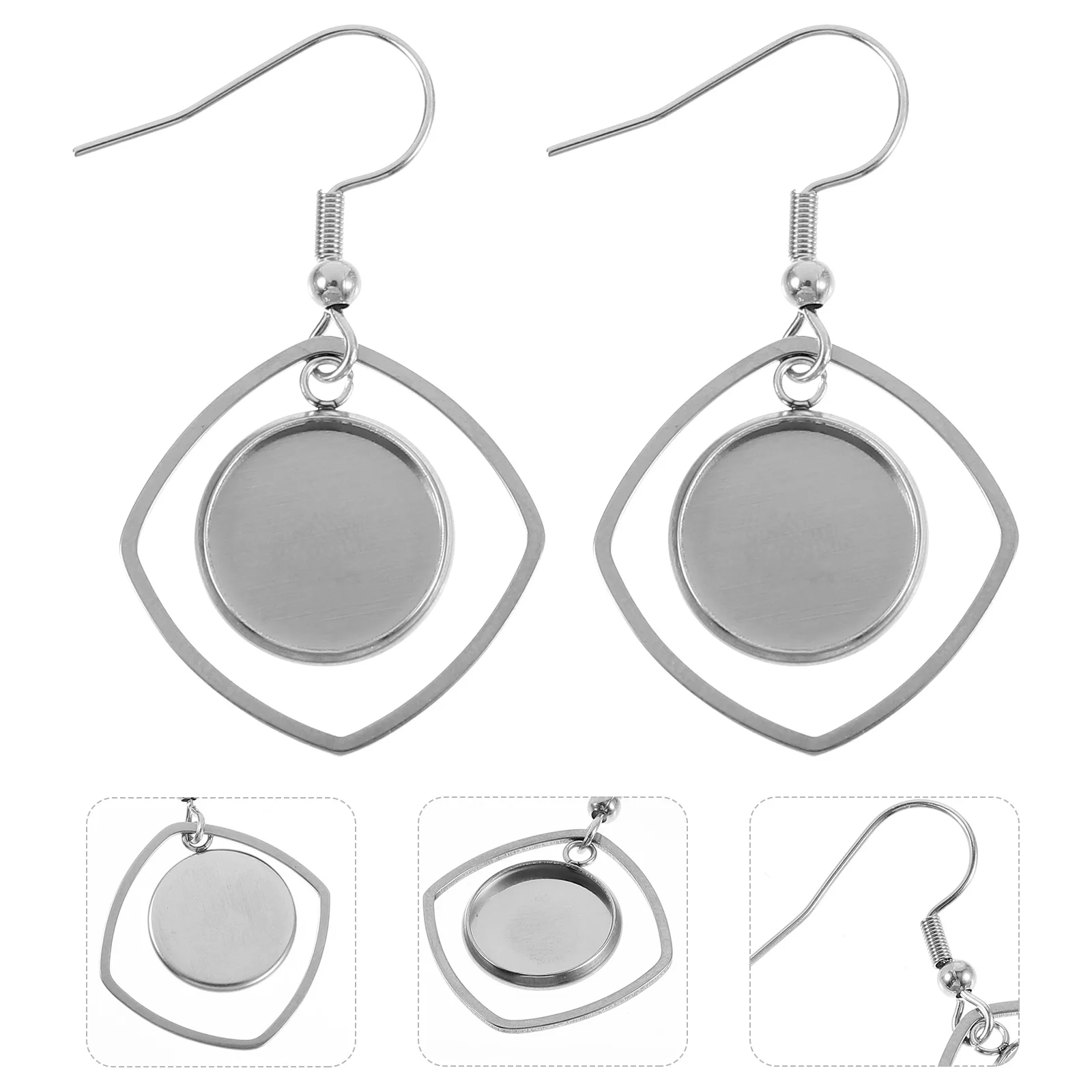 

20 Pcs Findings Stainless Steel Ear Hook Adjustable Earring Blank Bezel Earrings