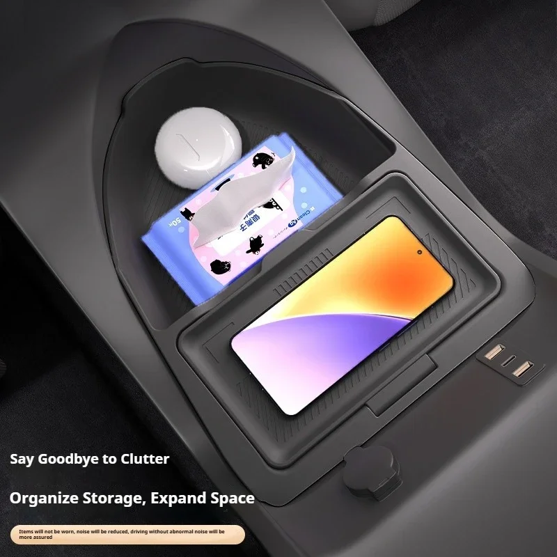 For 24 BYD Yuan PLUS Central Control Lower Storage Box Silicone Storage Box Anti-Slip Waterproof Car Interior Modify Accessories