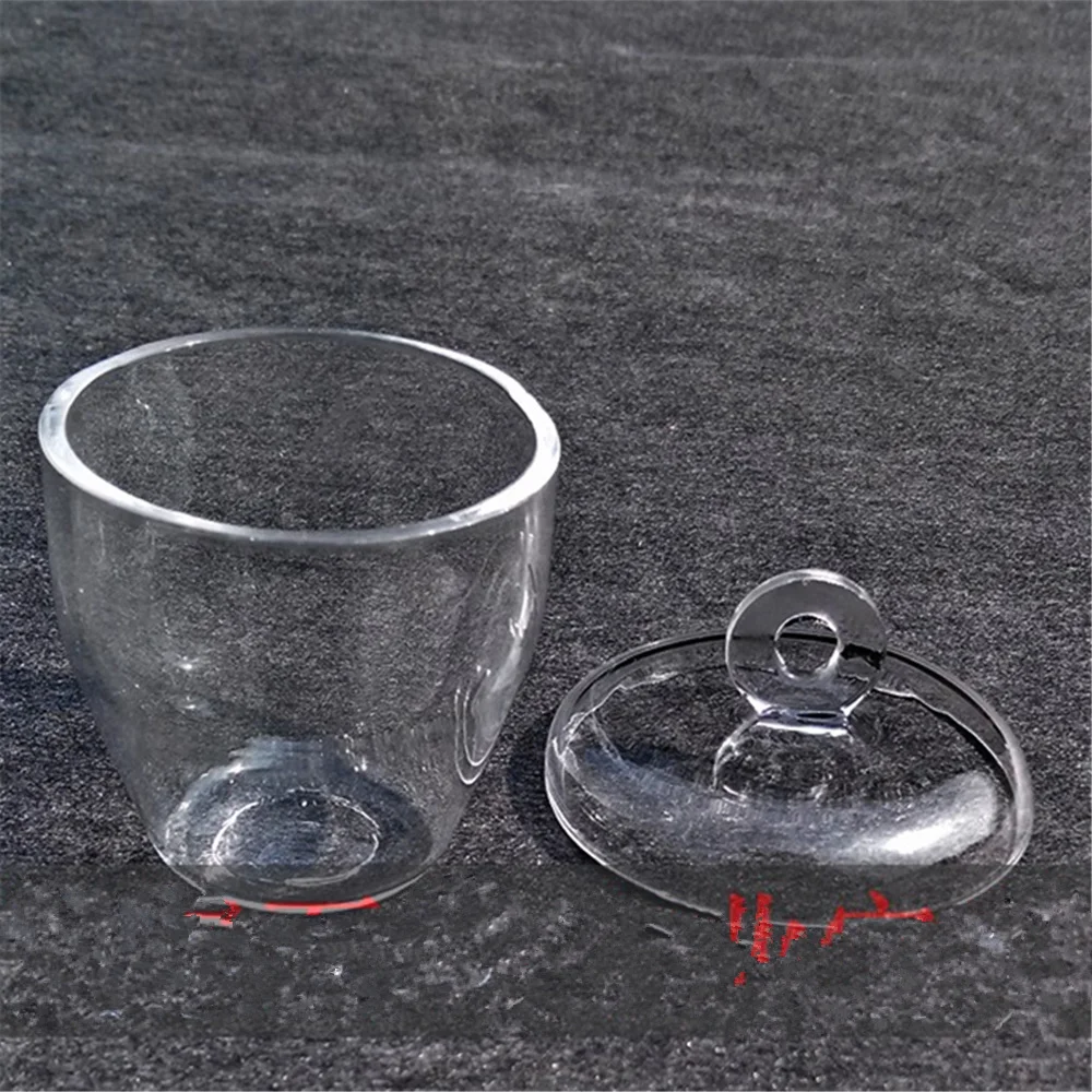 1Pc Lab Glass Quartz Crucible with Lid cover 5-300ML High Temperature Resistant