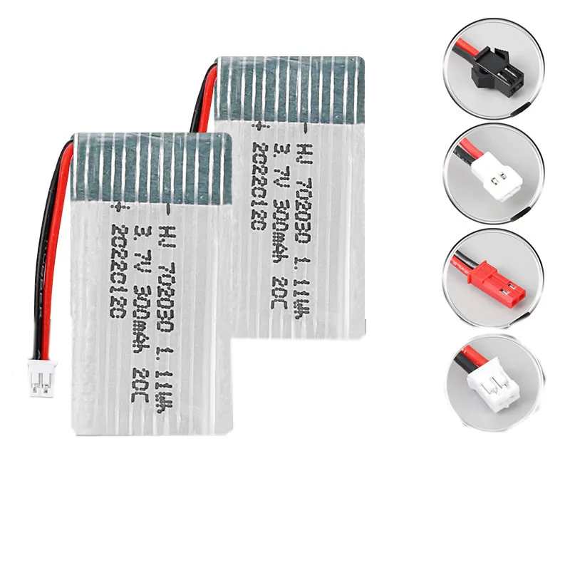 Batterie au lithium pour importateur quadrirotor RC, accessoires pour modèle d'avion, 3.7V, 300mAh, 20C, fort grossissement, 702030