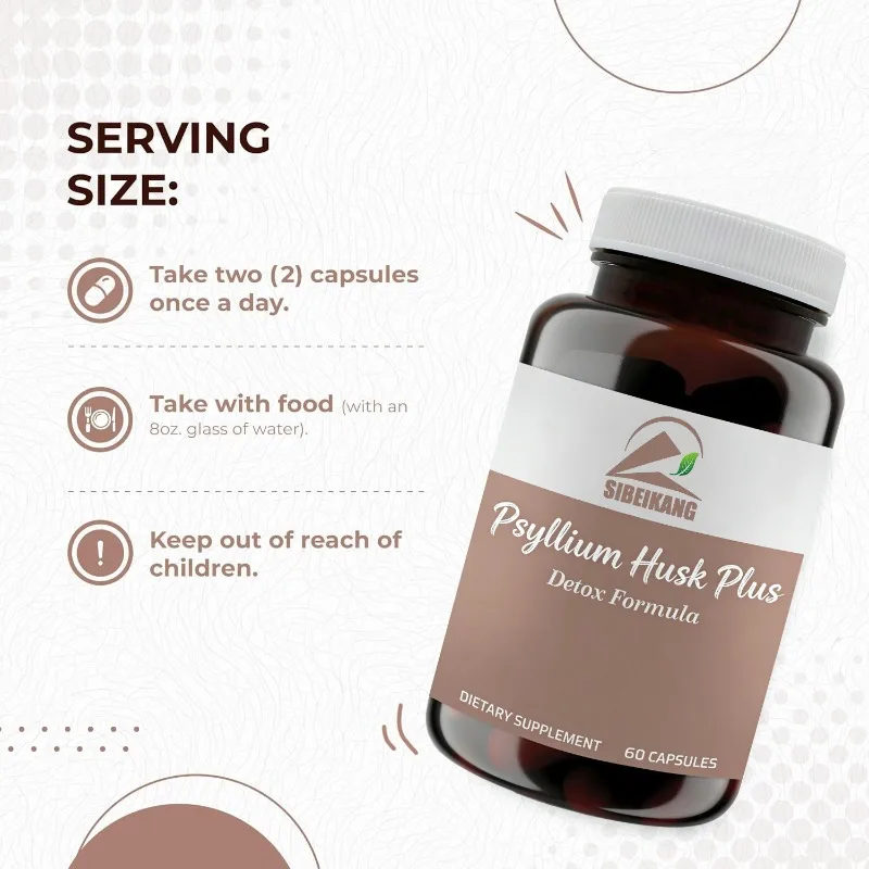 Suplemento de Plantago asiatica 1080mg - un suplemento diario de fibra más saludable para la digestión intestinal, 60 cápsulas