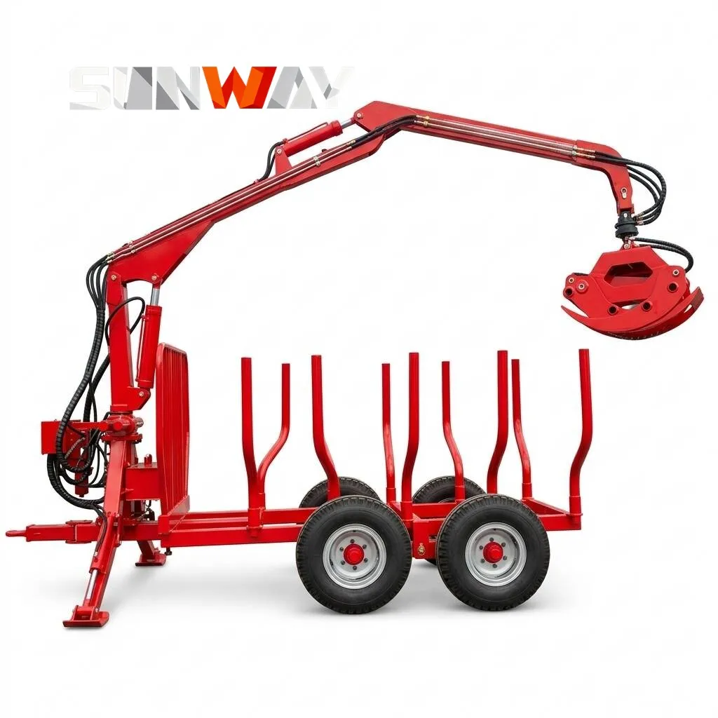 Best Selling ATV Hydraulic Forestry Machinery 3 5 6 8 Ton Log Loader Trailers with Crane/timber Loading Trailer Logging Loader