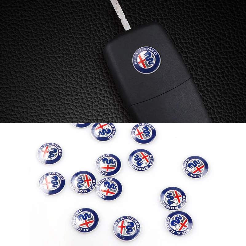 5/10PCS 14mm Car Remote Key Sticker Aluminum Badge For Alfa Romeo 159 Sportwagon Giulietta Mito 147 156 Giulia Stelvio Spider GT