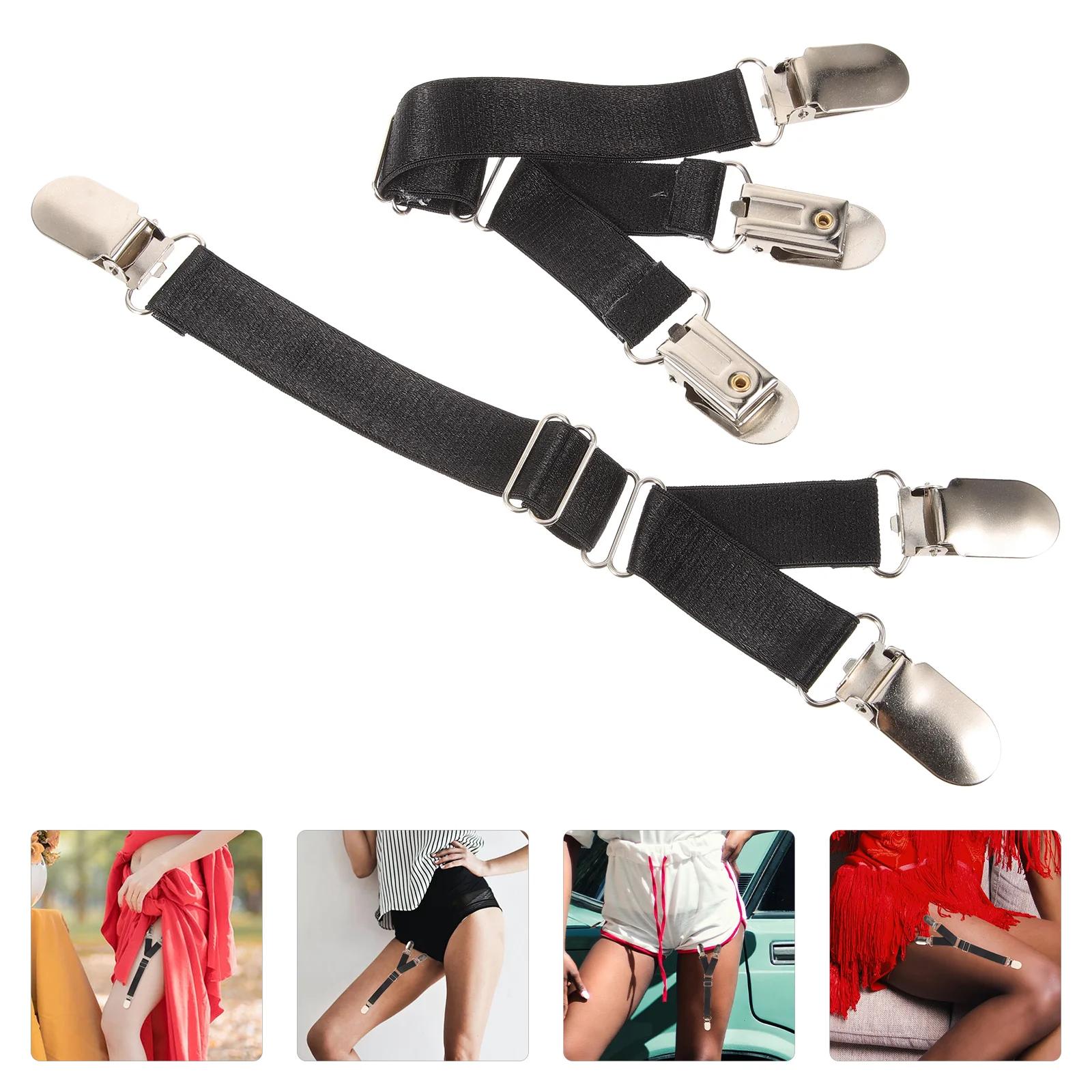 2PCS Gourd Buckle Y Sock Clip Set Men's Shirt Keeper Non Garter Strap Adjustable Sock Clamp Fashionable Garters for Women