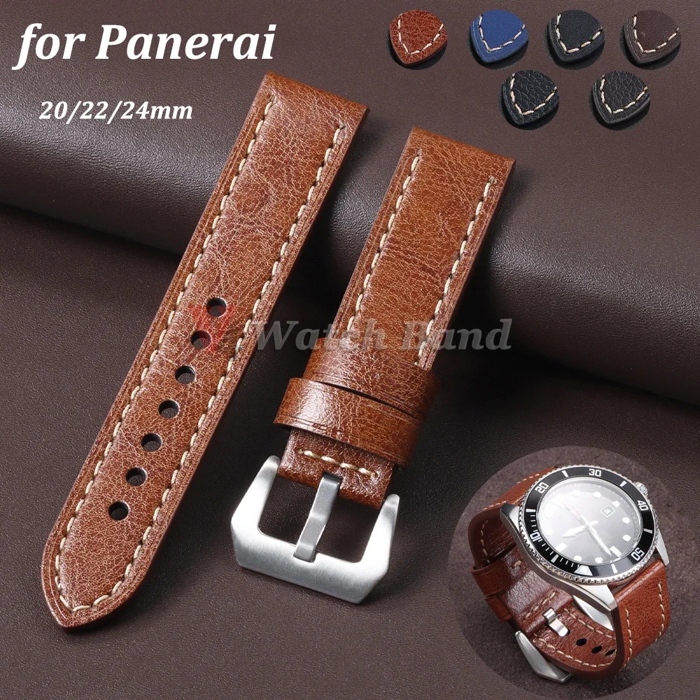 الرجعية الجلود حزام ساعة اليد 20 مللي متر 22 مللي متر 24 مللي متر ل بانيراي PAM حزام ليتشي نمط استبدال حزام الساعات ساعات يد اكسسوارات