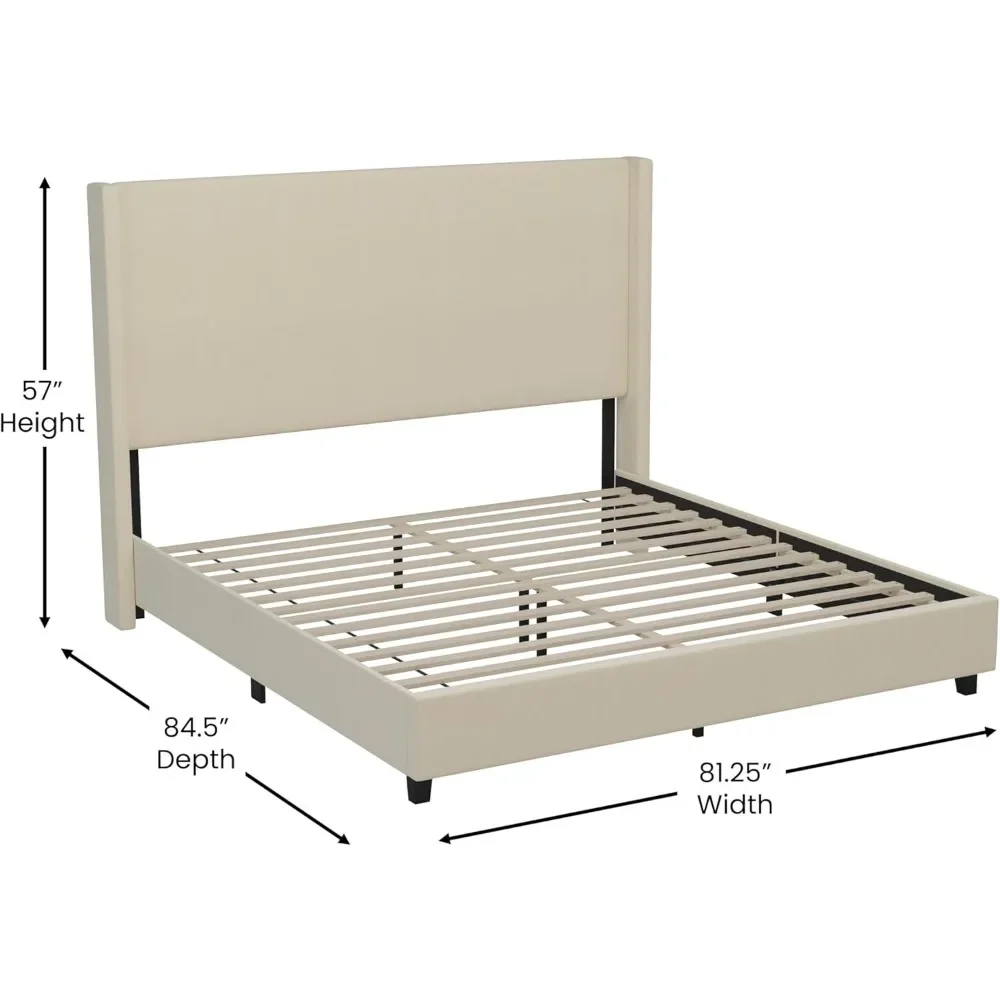 King Platform Bed, Durable Engineered Wood Frame - No Box Spring Needed - Lightweight Design ,Bedroom Beds Frames