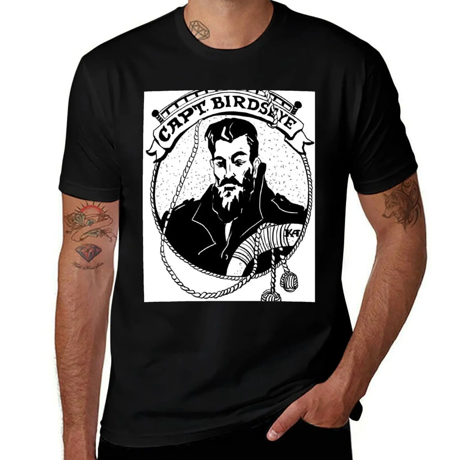 Young Captain Birdseye Medallion T-Shirt Casual Breathable Short Sleeve Top T-Shirt