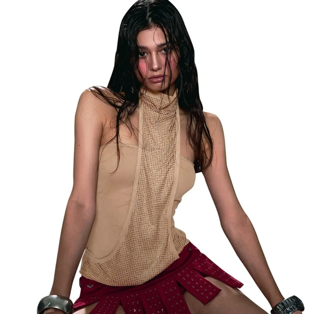 

Y25TP014 шарф с блестками и стразами для женщин, блестящий жилет в европейском и американском стиле, аксессуар для музыкального фестиваля, тема Spice Girls