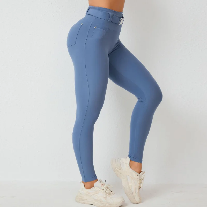 سراويل اليوغا النسائية عالية الخصر حزام قابل للتعديل تنفس تمتد مريحة اللياقة البدنية الرياضة أكتيفيوير بلون 2025 جديد