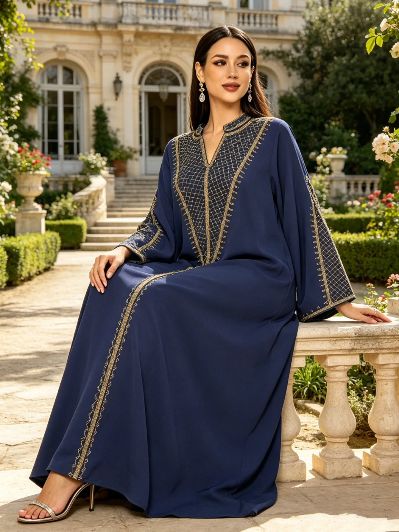 New Muslim Women Navy Blue Bel - Ethnic Gown 评论和价格