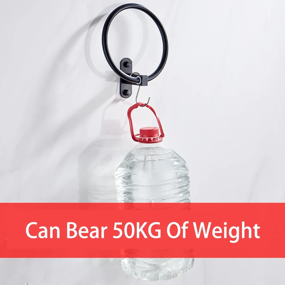 Schwarz Hand Handtuch Ringe Halter Aluminium Runde Bar Waschraum Wand Montiert Bad Kleiderbügel Rack Regal Bad Zubehör