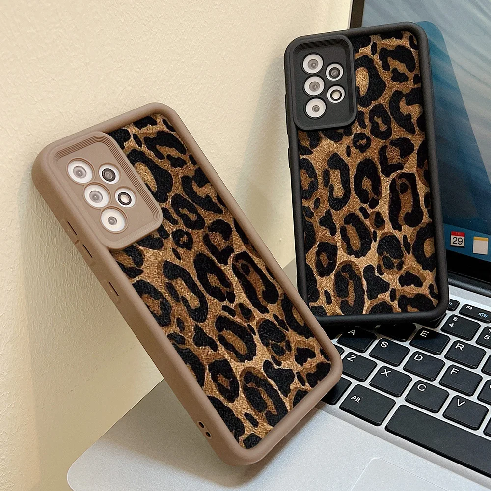 Leopard Print Phone Case For Samsung A16 A06 A55 A54 5g A34 A53 A25 A52 A32 A73 A24 A35 A15 S21 S23 FE S22 S24 Ultra Plus Cover